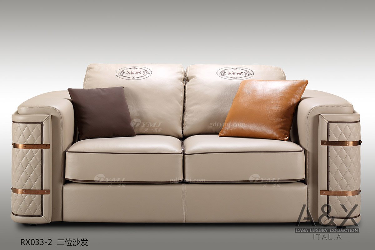 高端別墅豪宅家具品牌高端樣板間家具輕奢后現代時尚頭層皮沙發組合二位沙發