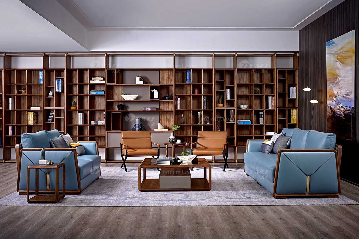 高端會所家具品牌奢華樣板房家具輕奢新中式風格真皮休閑沙發組合系列