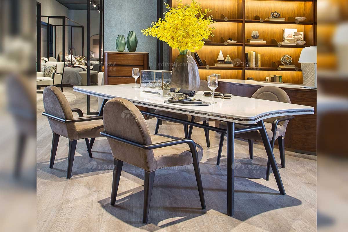 高端別墅會所家具品牌現代極簡北歐餐廳家具創意大理石餐桌餐椅系列餐桌場景