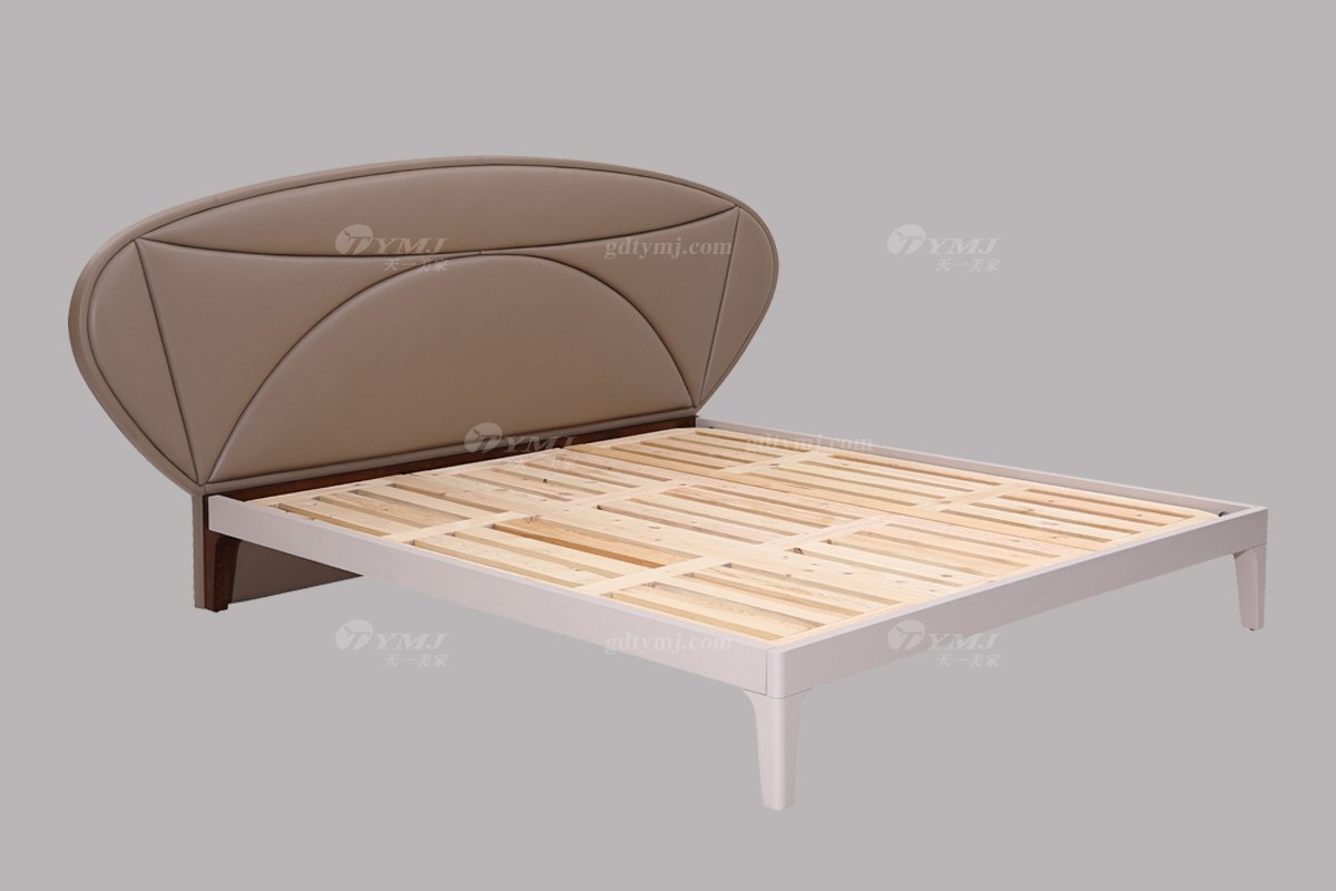 高端別墅會所家具品牌極簡輕奢北歐家具時尚創意真皮臥室雙人床系列大床