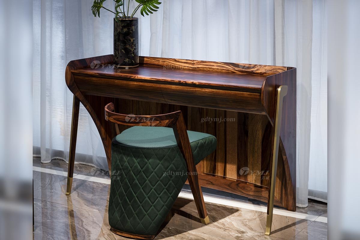 高端別墅會所家具品牌輕奢新中式風(fēng)臥室家具實木床組合系列妝臺