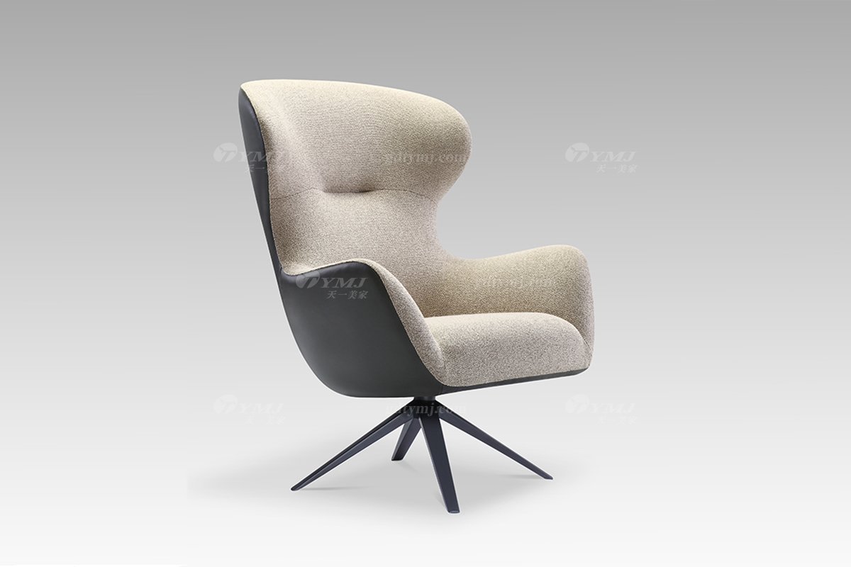 意式極簡輕奢高端家具米色休閑椅休閑椅側(cè)面