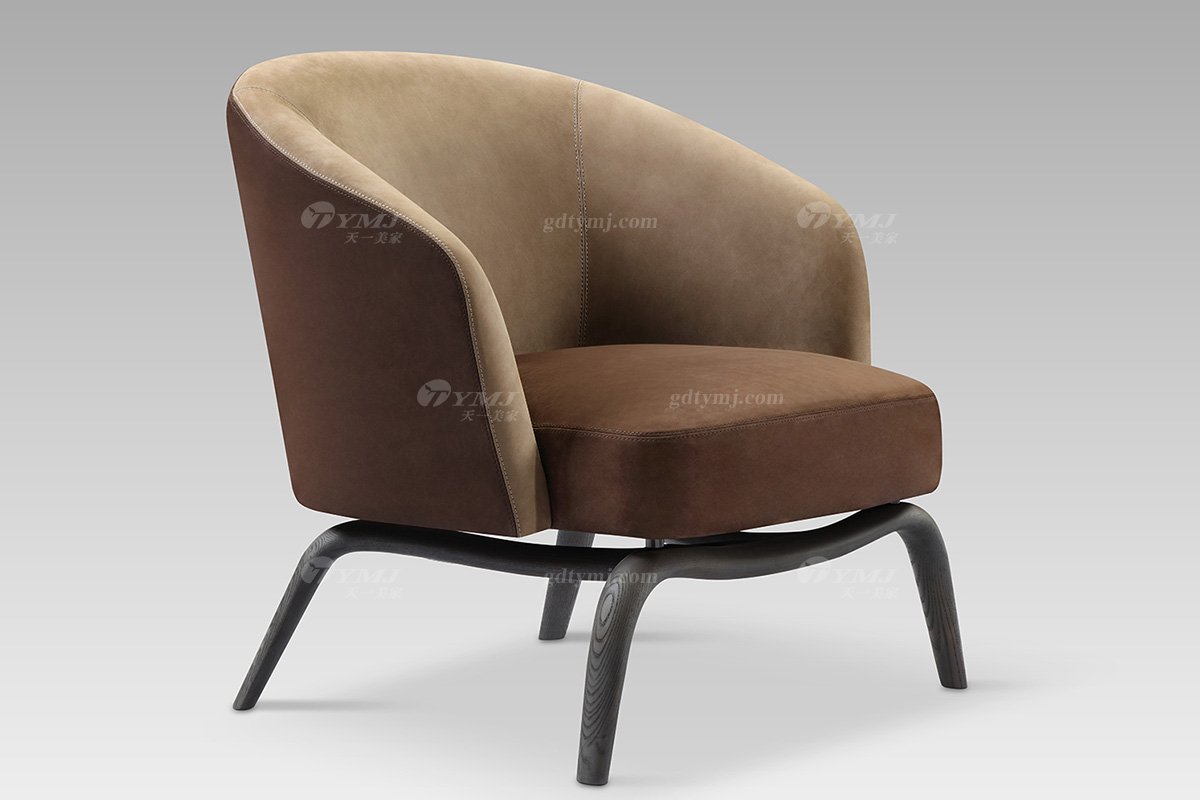別墅豪華家具現(xiàn)代輕奢咖色反毛皮休閑椅休閑椅LC2812側面