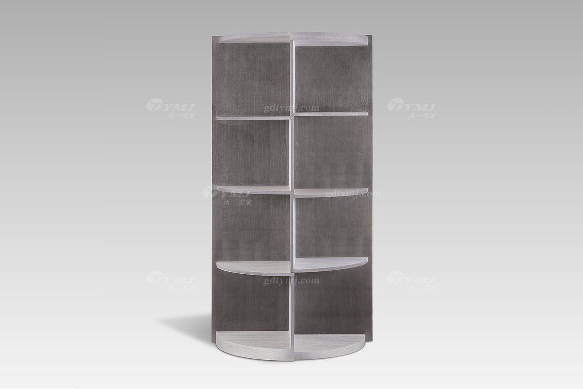 現代輕奢高端別墅家具品牌灰橡色+尼斯色書柜書柜LH2823側面1