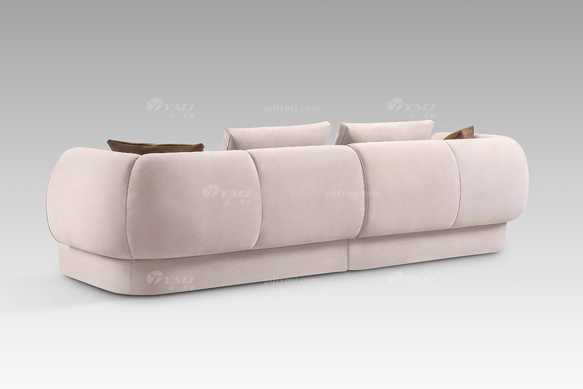 現代輕奢時尚別墅會所家具品牌米色三位沙發三位沙發LS2818-36背面