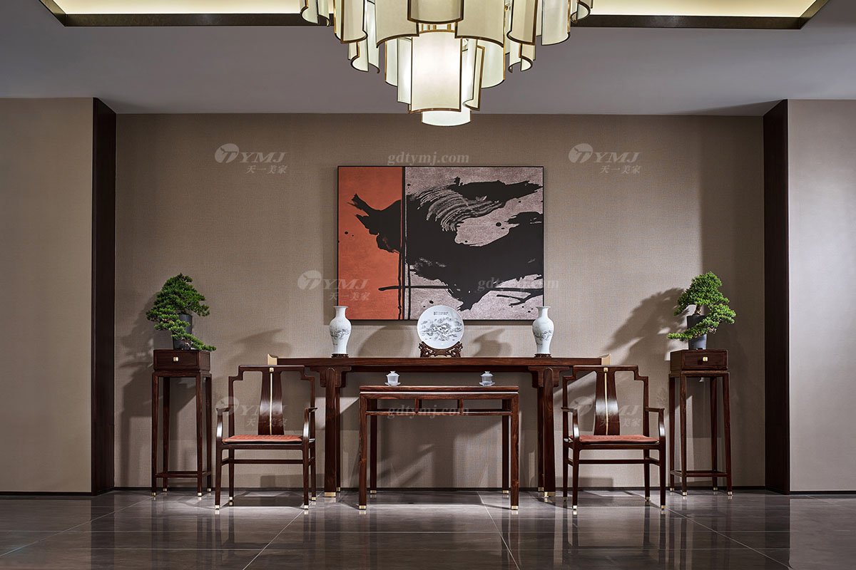 高端會所家具時尚新中式輕奢全紅木黑酸枝實木八仙桌八仙桌H-PDFZ場景