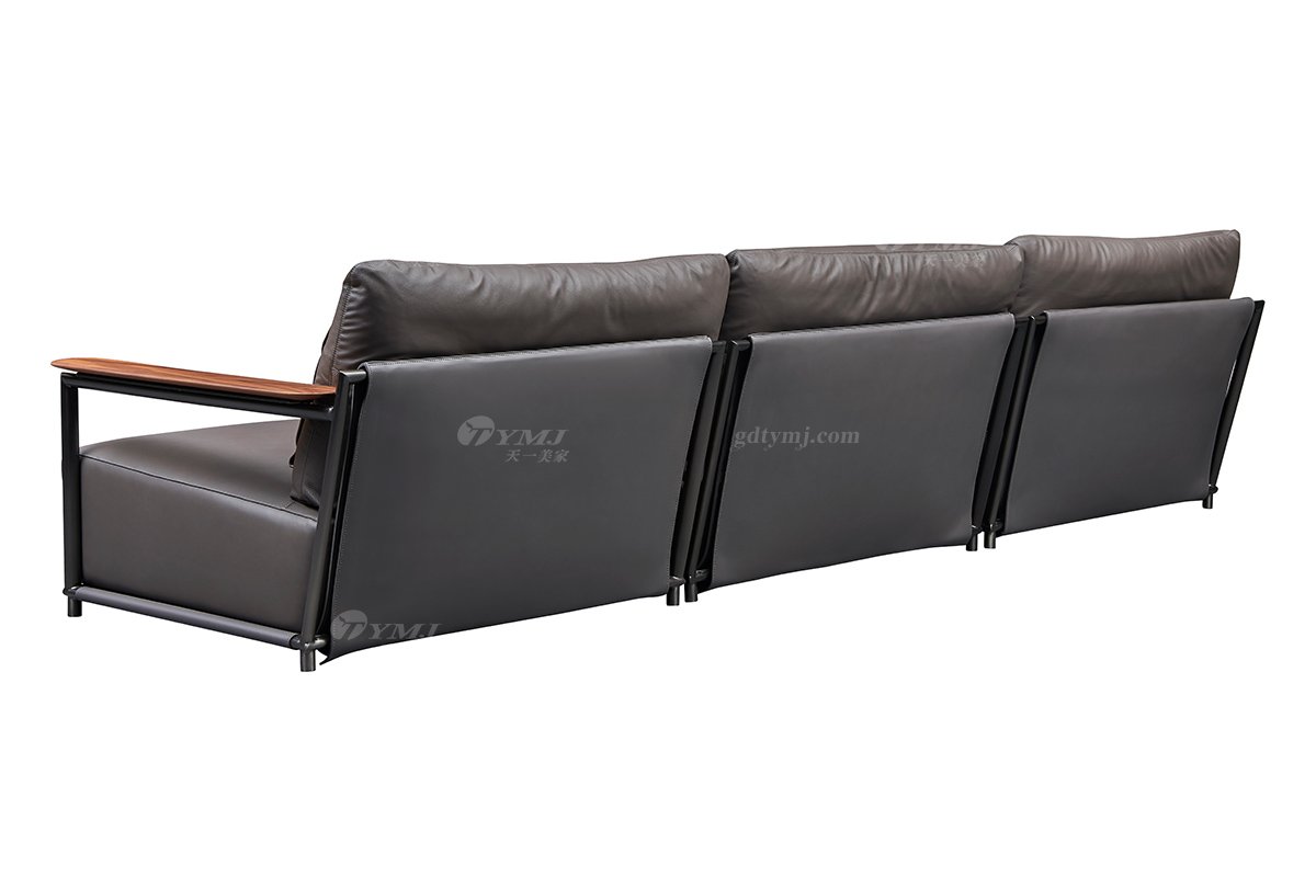 現代時尚輕奢家具品牌客廳家具不銹鋼拉絲想黑色金屬皮藝軟包四人位沙發SF-13-01E四人位沙發