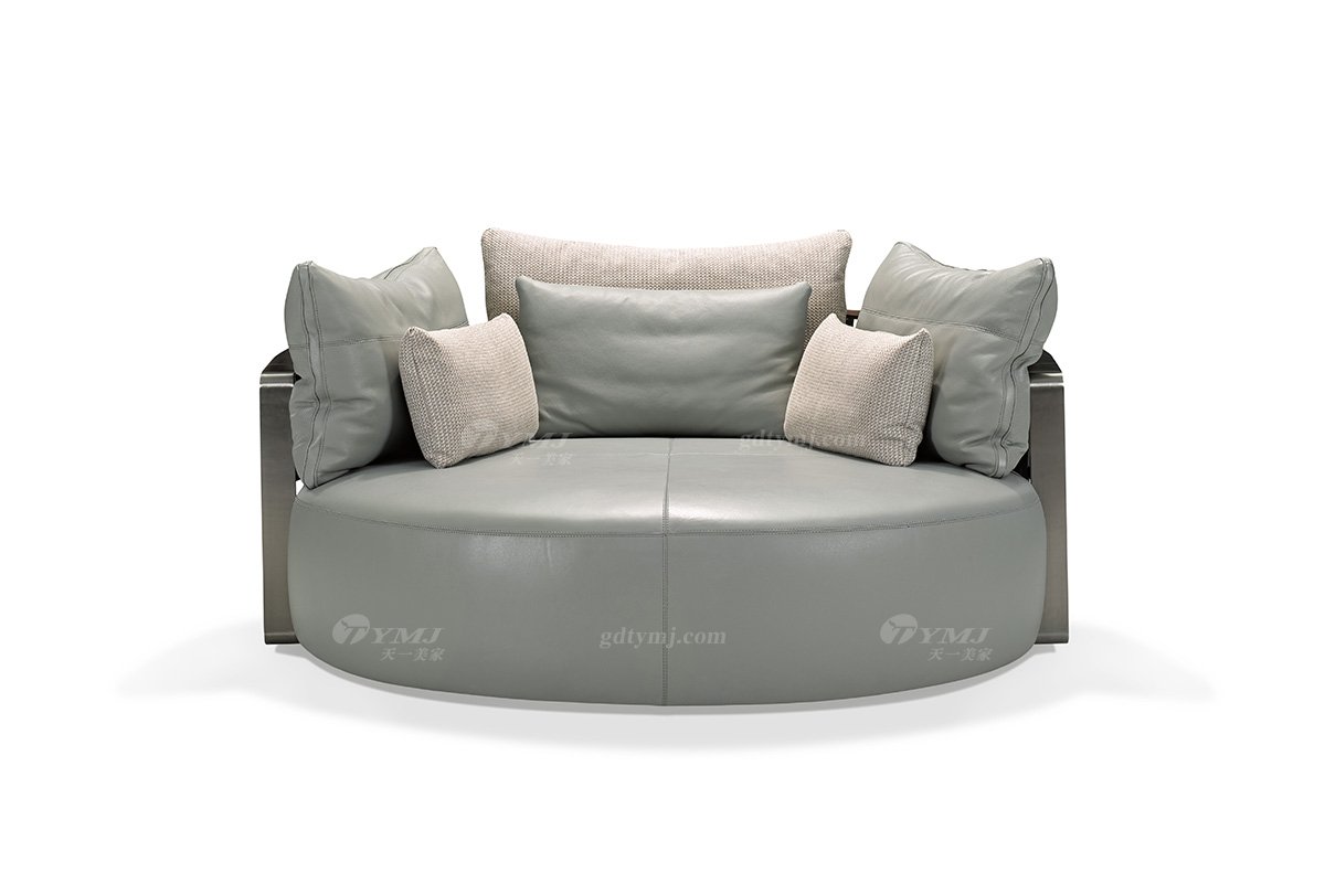 現代時尚輕奢家具品牌別墅家具皮藝軟包單人位沙發(fā)