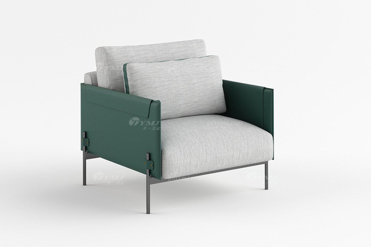 現代時尚輕奢家具別墅家具簡約皮布藝結合金屬框架單位沙發(fā)