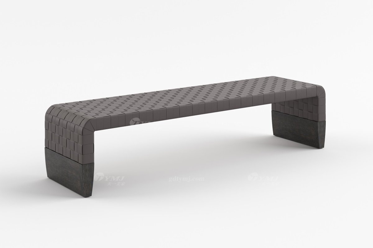 現代別墅家具品牌時尚輕奢臥室美國白蠟木床尾凳E-03床尾凳2