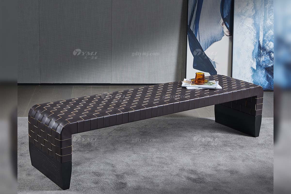 現代別墅家具品牌時尚輕奢臥室美國白蠟木床尾凳E-03床尾凳場景