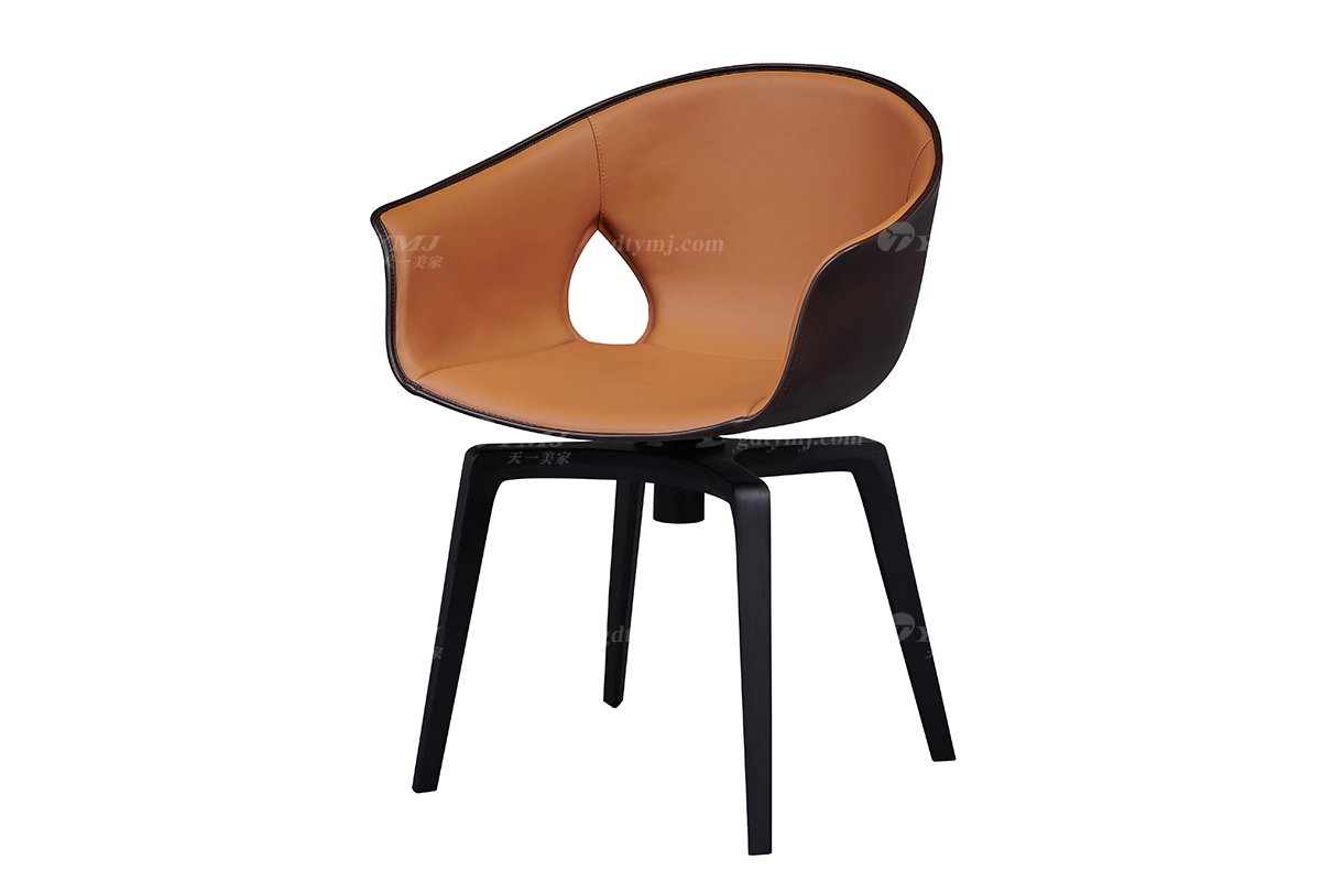 現代時尚輕奢家具品牌爆款馬鞍皮藝+進口白蠟木書椅SY-02書椅1