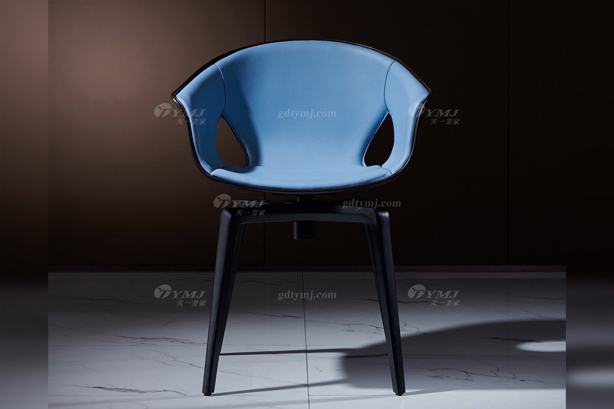 現代時尚輕奢家具品牌爆款馬鞍皮藝+進口白蠟木書椅SY-02書椅場景1