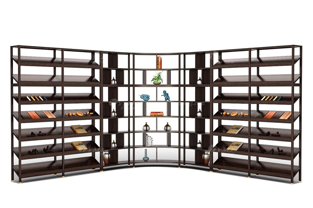 時尚新中式風(fēng)格家具品牌高端輕奢家具進(jìn)口烏金木實(shí)木+黃銅五金展示架H-GQZSJDZ2展示架