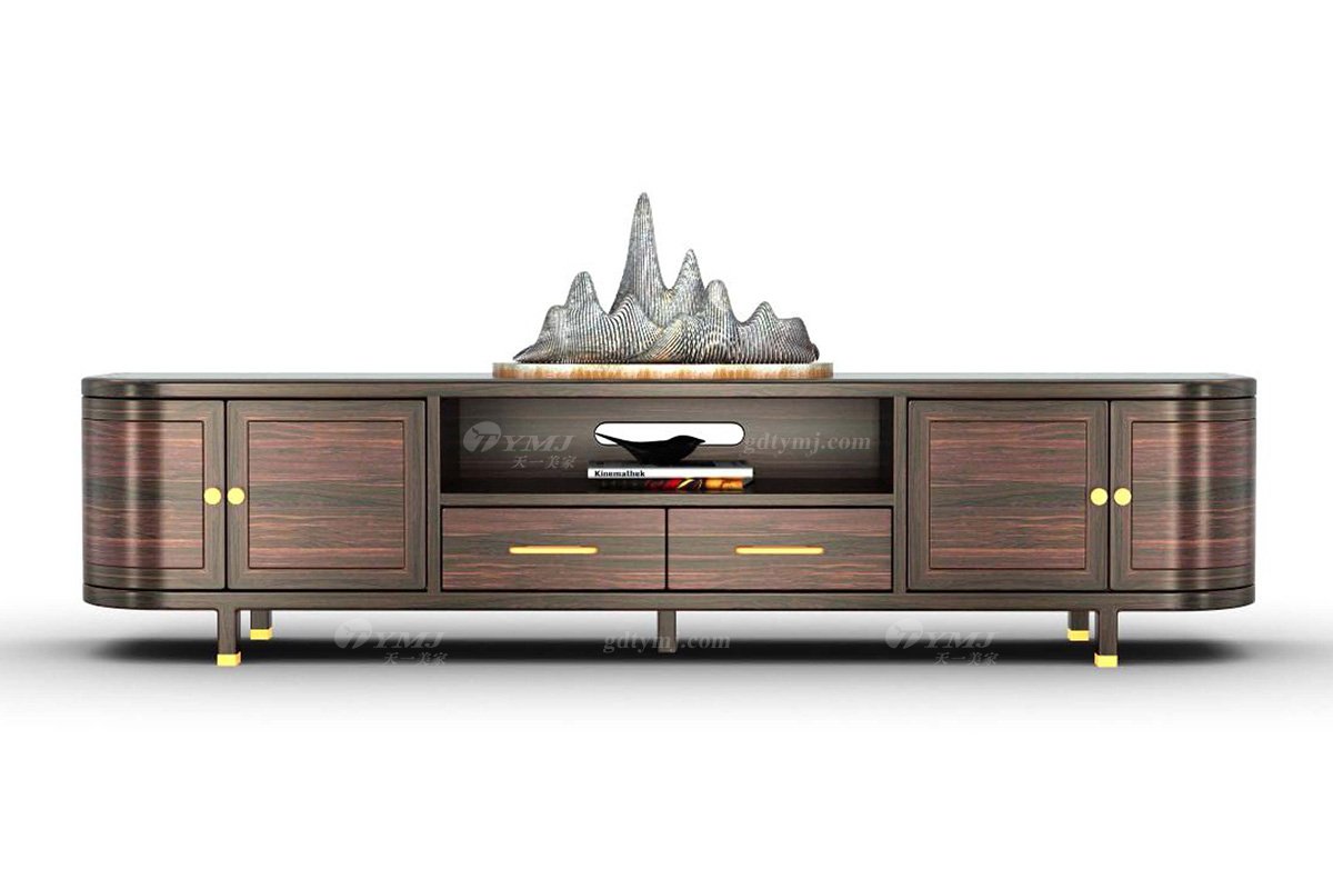 時尚新中式家具風格品牌別墅會所家具高端進口烏金木實木電視柜H-GODS電視柜