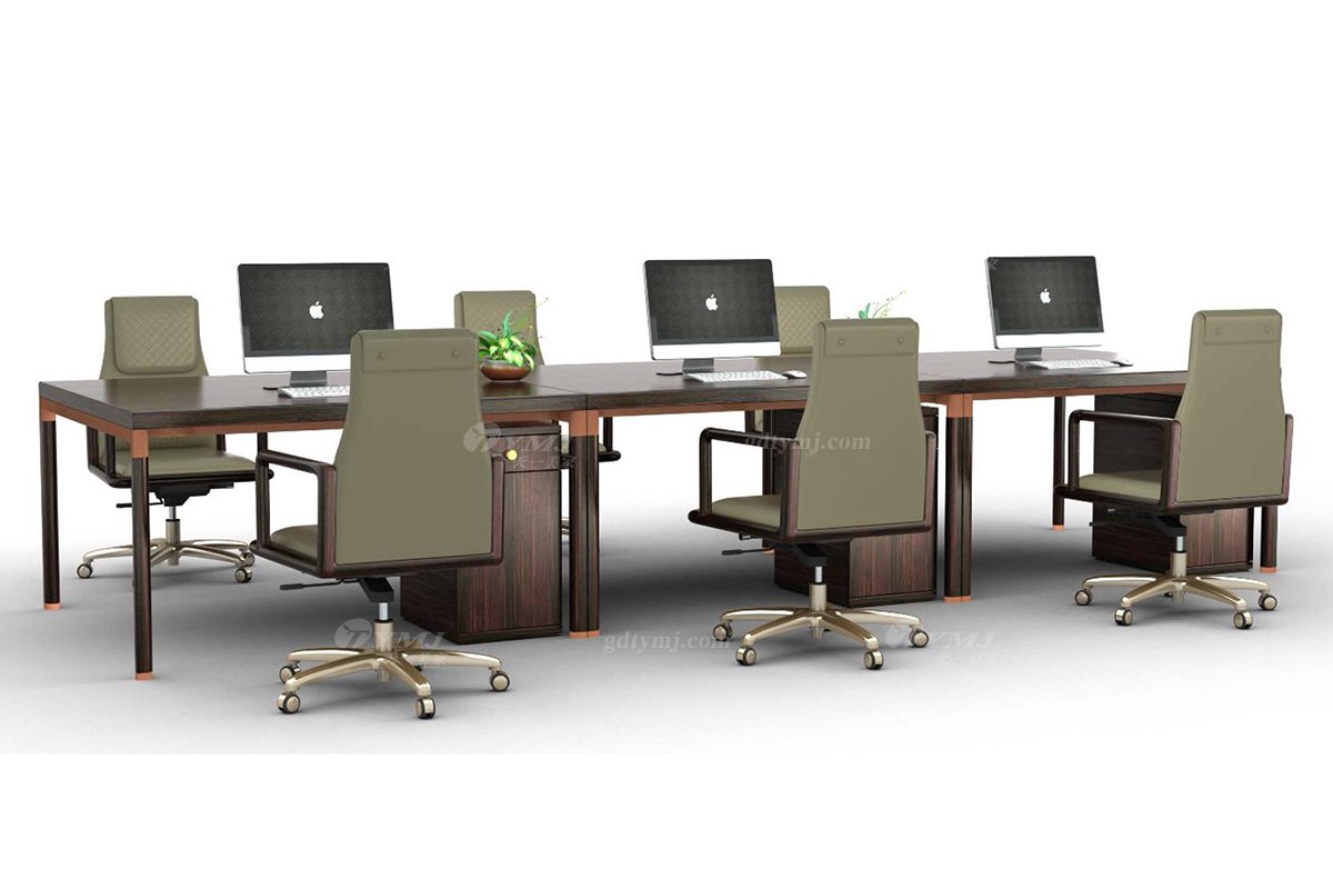 新中式辦公家具風格品牌別墅會所家具大氣時尚高端進口烏金木實木辦公桌職員桌H-GNZYZ職員桌場景