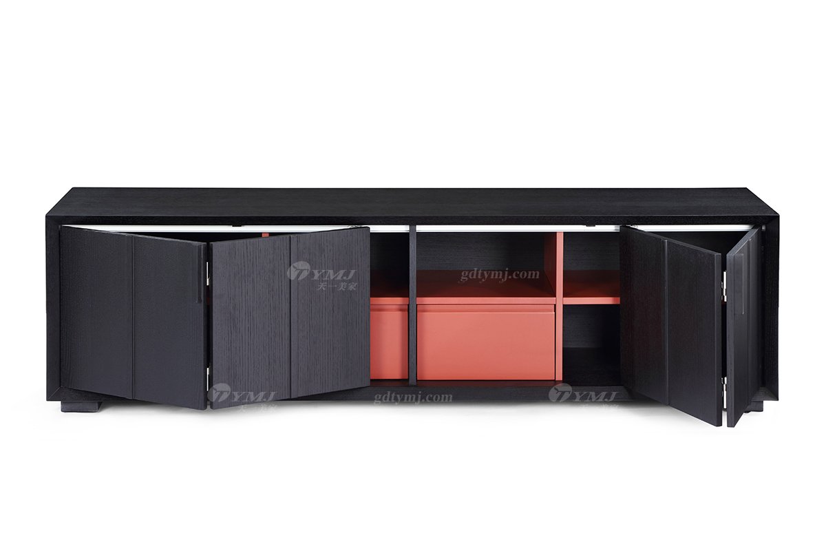 現代輕奢時尚高端別墅家具意式極簡風格客廳大氣實木黑橡色電視柜LH1506-2電視柜