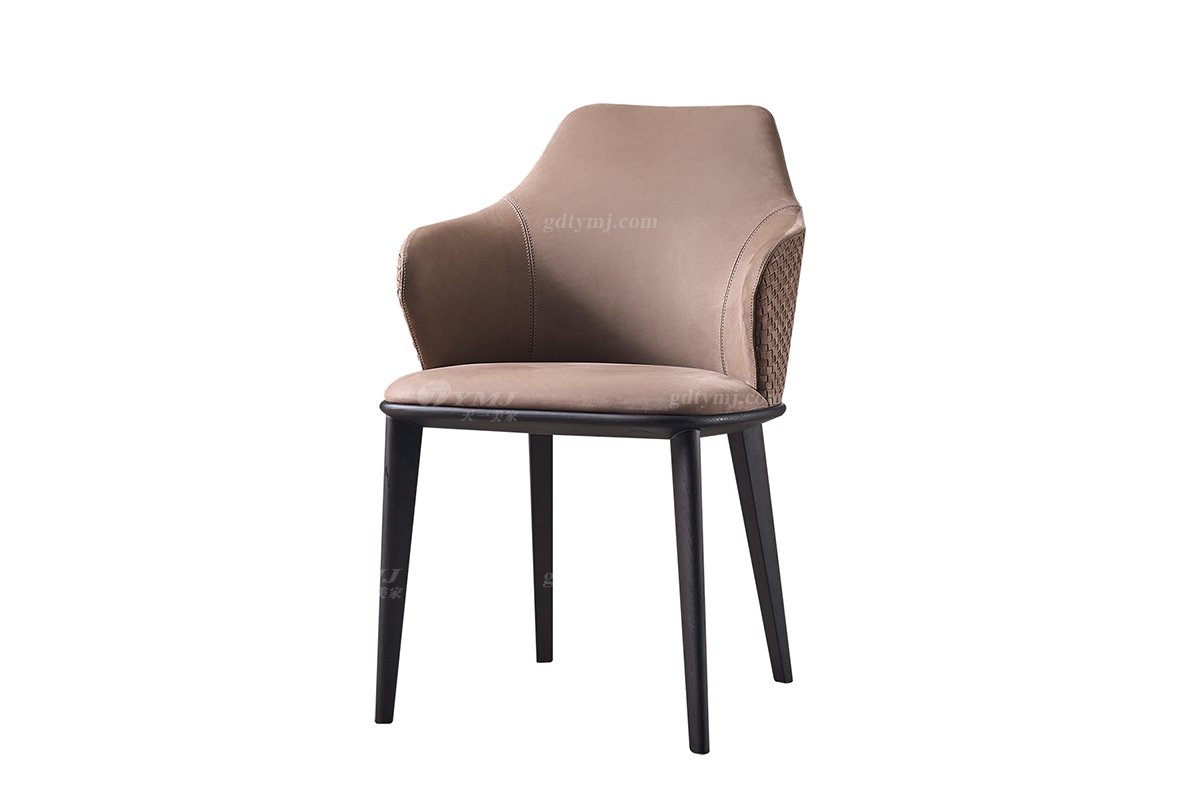 意式極簡風格高端別墅家具品牌現代輕奢簡約時尚皮布藝餐椅DC1601-1餐椅2