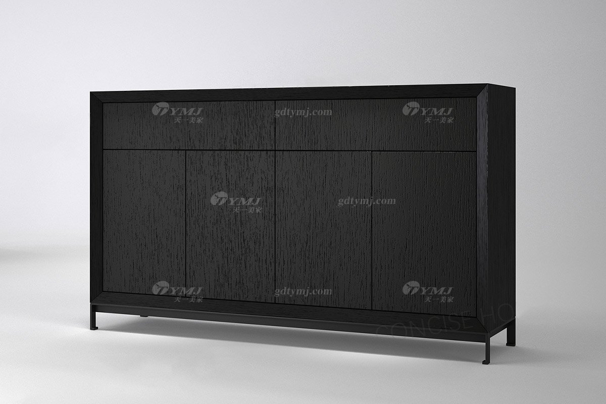 意式極簡風格高端別墅家具品牌現代輕奢簡約時尚黑橡餐邊柜