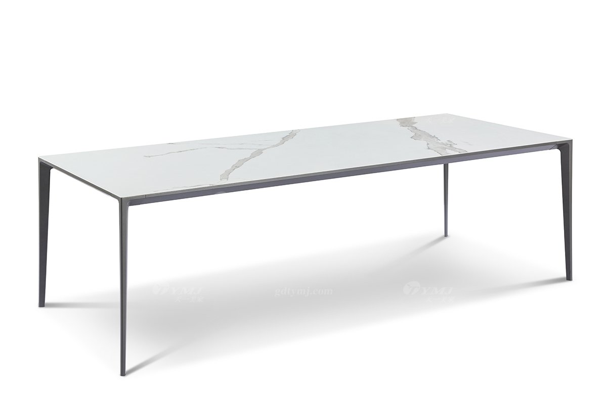 意式極簡風格高端別墅豪宅家具品牌現代輕奢簡約時尚黑鈦鋼+巖板長餐桌DT1901-18長餐臺