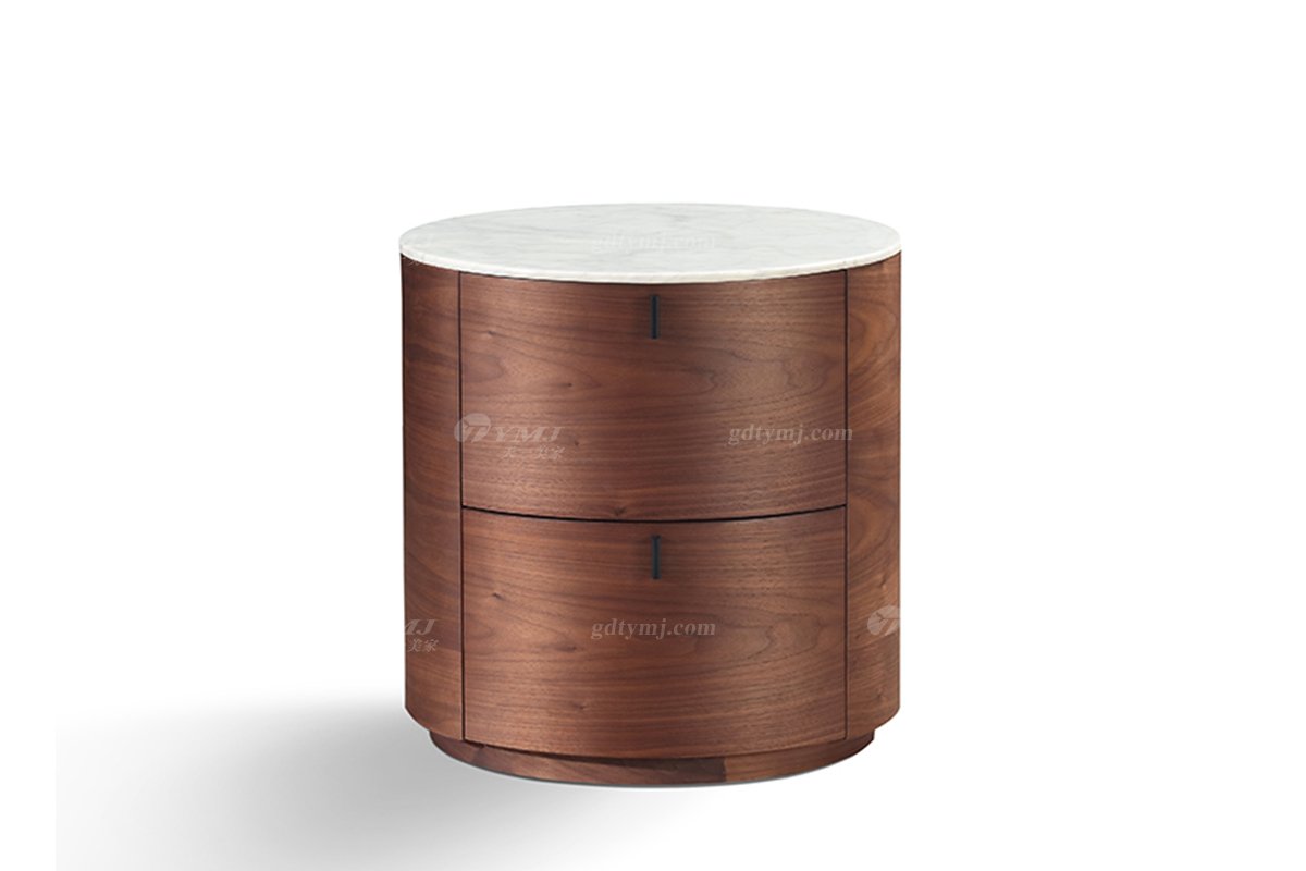 意式極簡風格高端別墅會所家具品牌現代簡約時尚臥室黑胡桃實木床頭柜BH1605-02床頭柜1