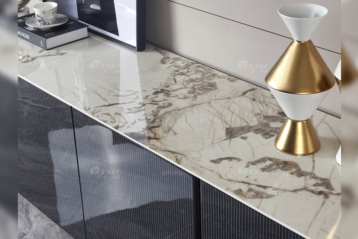 高端別墅豪宅家具星級酒店家具品牌后現代輕奢風格客廳時尚大理石面+黑檀+金屬電視柜TK601-220電視柜2