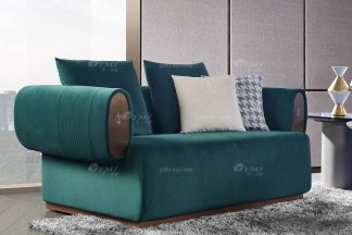 高端別墅豪宅家具星級酒店家具品牌后現代輕奢風格客廳時尚創意綠色皮藝雙人沙發