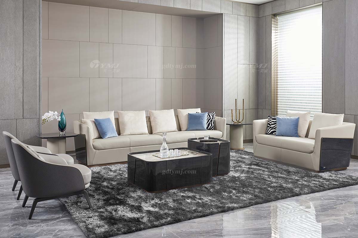 后現(xiàn)代輕奢風格家具高端會所別墅品牌家具時尚客廳黑檀長幾茶幾TK748-1長幾場景