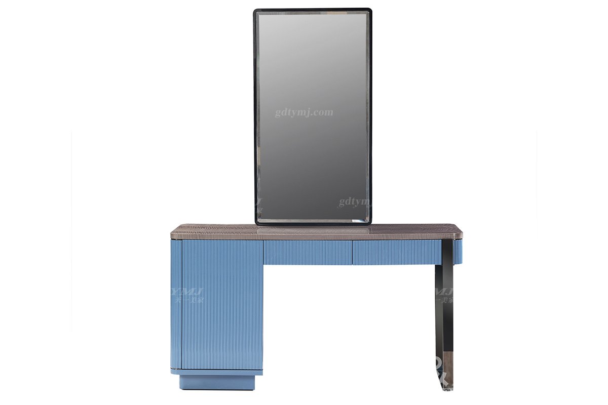 輕奢后現代風格家具高端會所別墅品牌家具臥室大氣藍色梳妝臺CW421-041妝臺+妝鏡