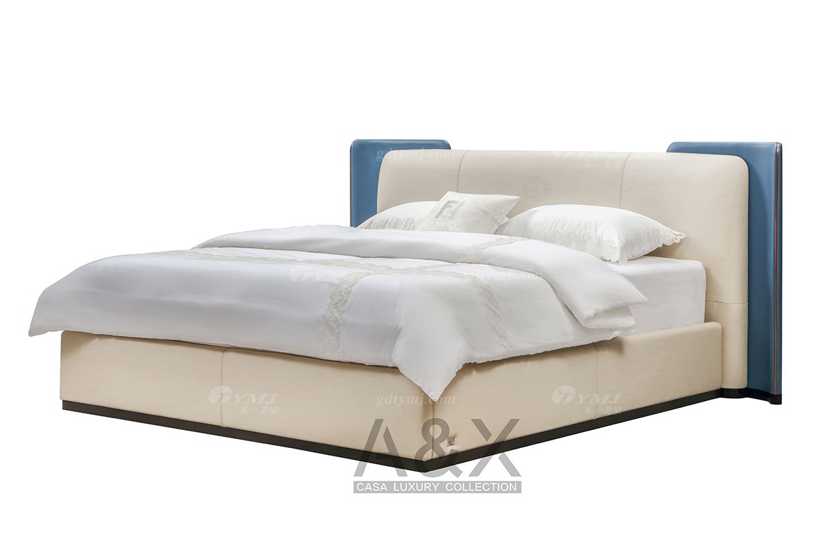 輕奢后現代風格家具高檔會所別墅家具品牌時尚大氣皮藝雙人床大床