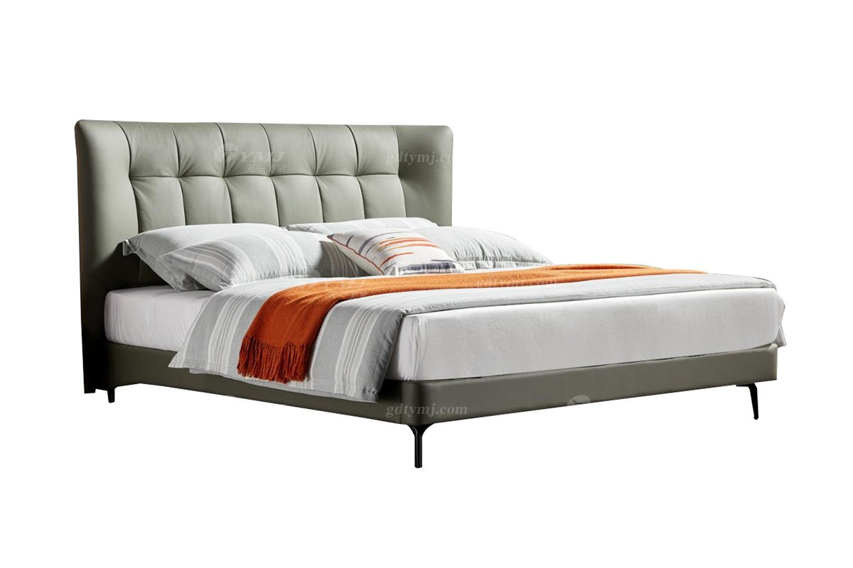 極簡風格家具別墅會所高級舒適時尚意大利小黃牛皮床1.8米