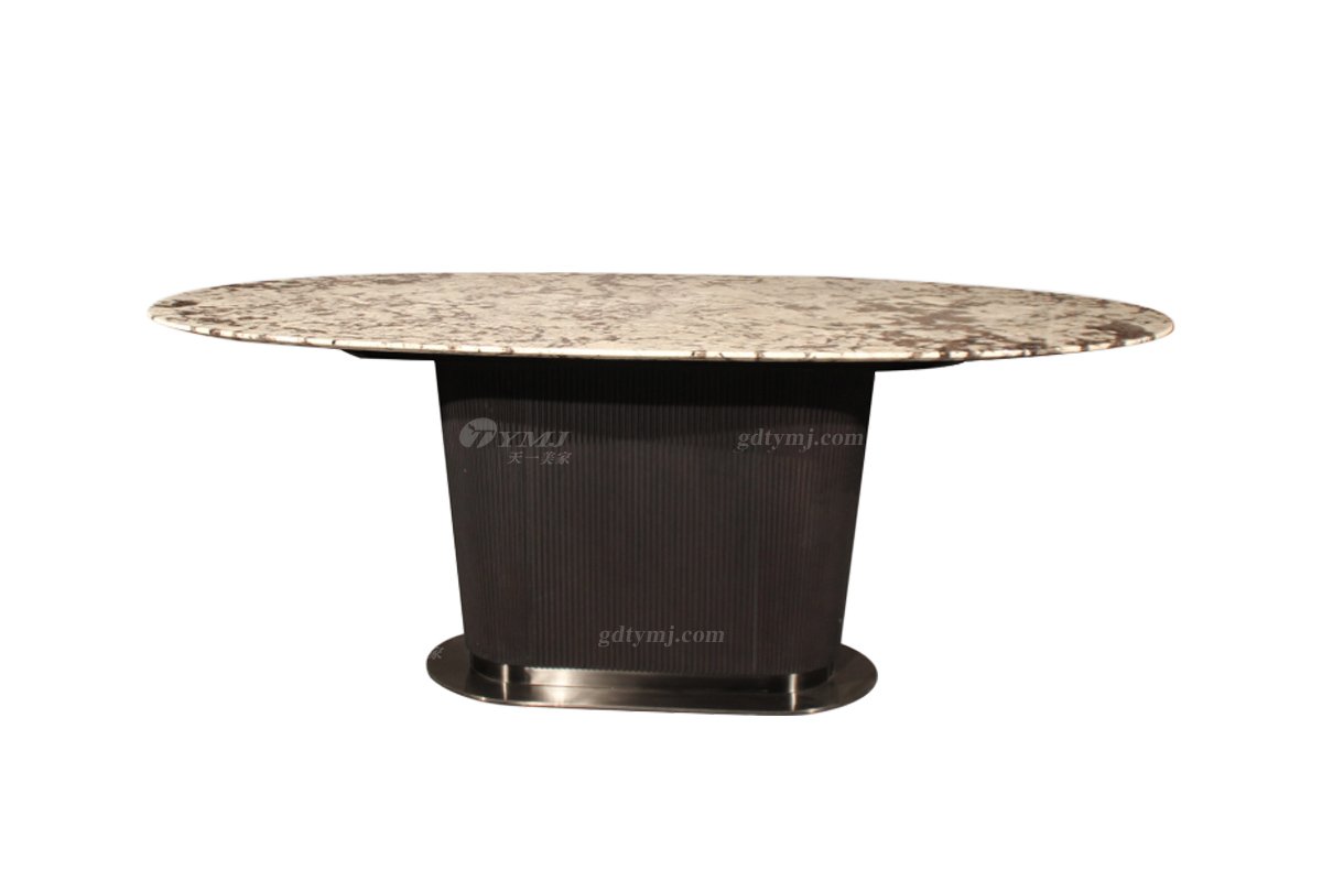 極簡風格家具高端別墅會所簡約天然大理石面長餐臺