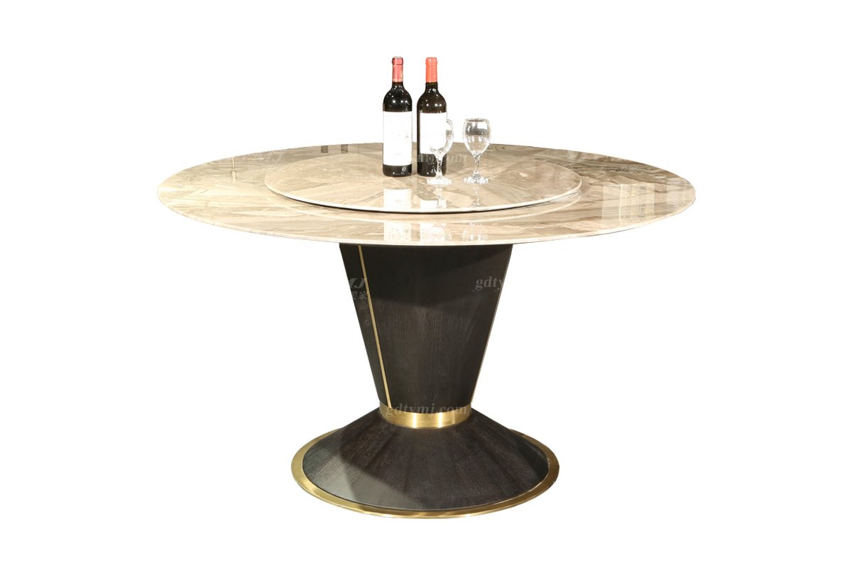 極簡風格家具高端別墅會所簡約天然大理石面圓餐臺