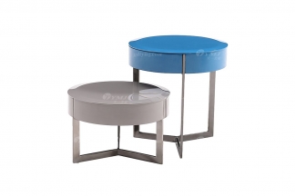 意式極簡風格家具高端別墅會所大宅時尚簡約實木藍灰亮光烤漆床頭柜