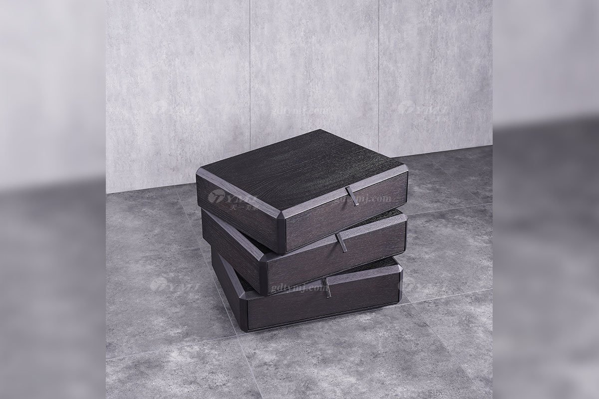 意式極簡風格家具高端別墅會所大宅時尚簡約創意實木煙熏床頭柜BRK2116床頭柜場景