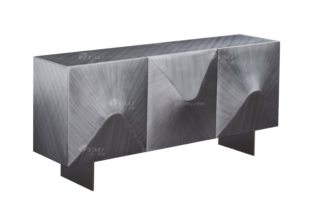 時(shí)尚高端意式極簡(jiǎn)家具別墅家用豪宅奢華鋼鈦灰+五金腳餐邊柜