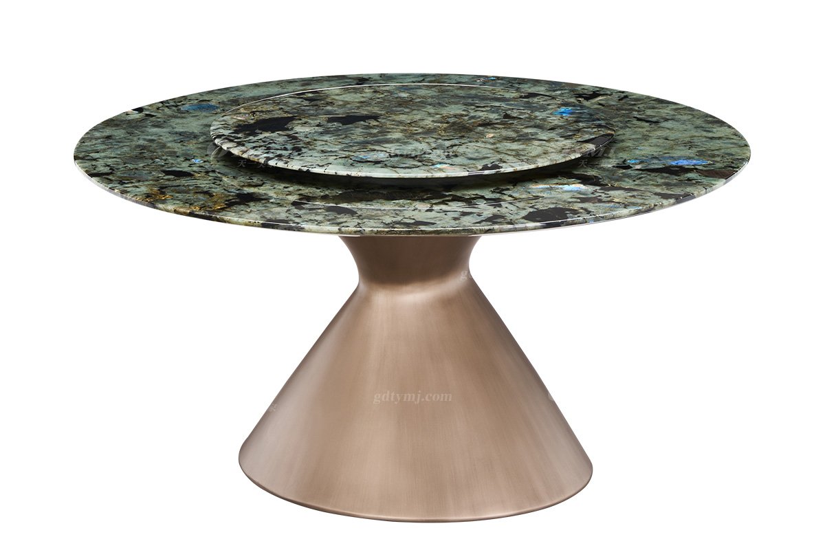 時(shí)尚高端意式極簡(jiǎn)家具別墅家用豪宅奢華天然藍(lán)翡翠奢石圓餐臺(tái)