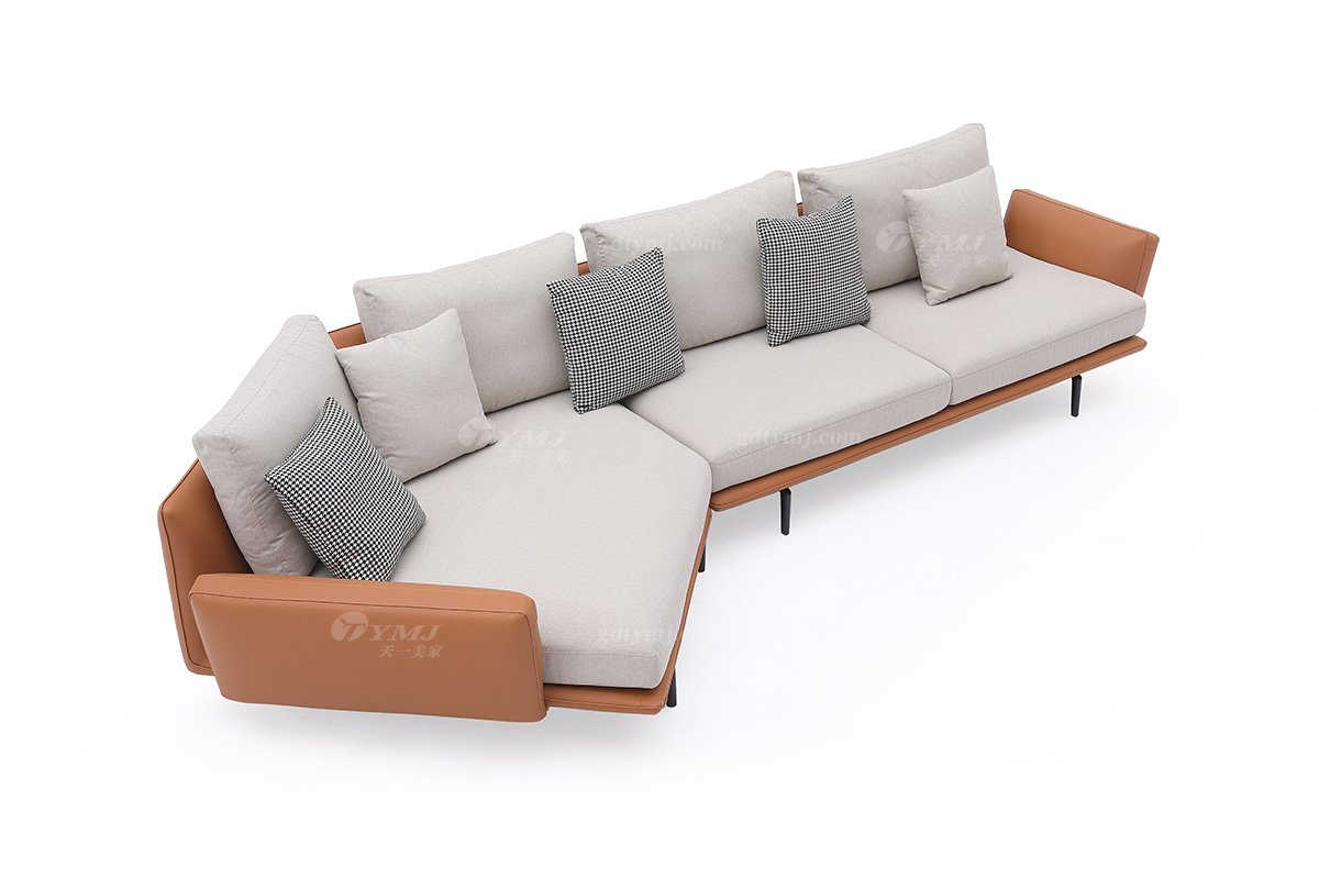 時尚高端現代極簡家具別墅大宅家用真皮布藝結合轉角沙發F9539轉角沙發2