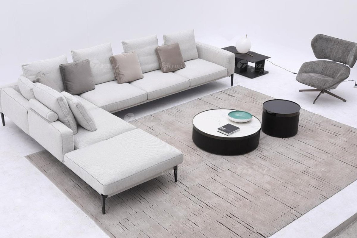 時尚高端現代極簡家具別墅大宅家用真布藝組合多位沙發F9556組合多位沙發