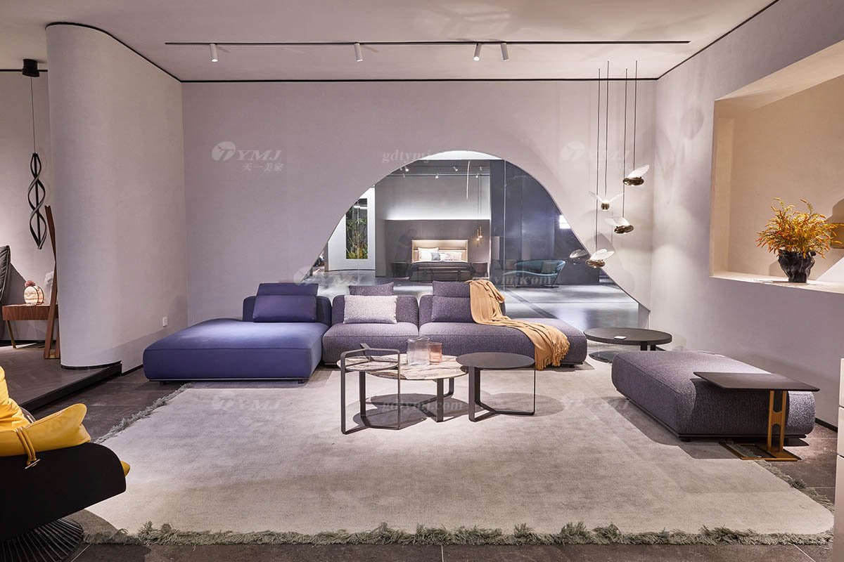 時(shí)尚高端現(xiàn)代極簡家具別墅大宅家用舒適皮布藝組合沙發(fā)F9570組合沙發(fā)場景