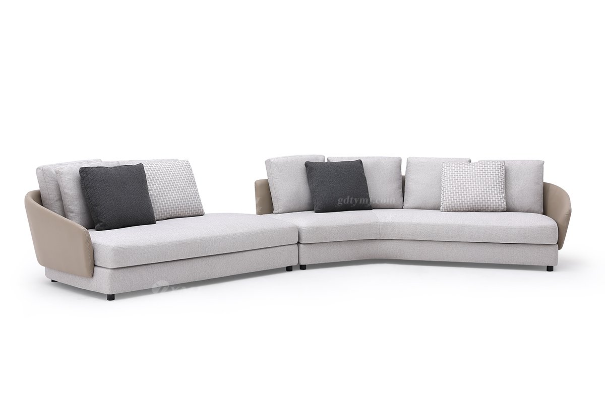 時(shí)尚高端現(xiàn)代極簡(jiǎn)家具別墅大宅家用舒灰色布藝轉(zhuǎn)角沙發(fā)F9603B沙發(fā)