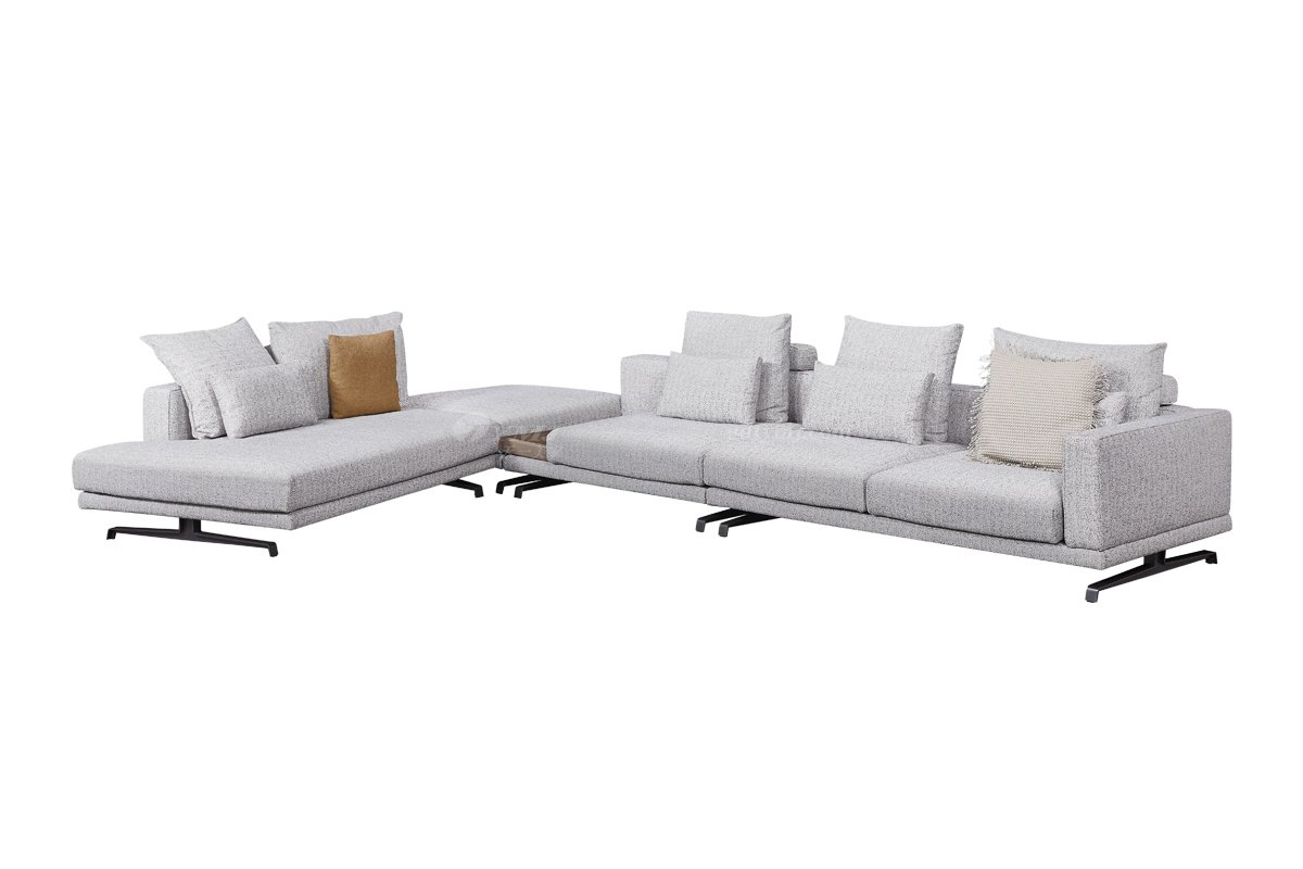 時尚高端現代極簡家具別墅大宅家用舒適皮白色布藝組合沙發