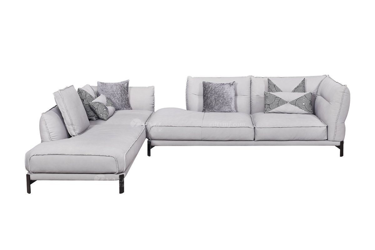 時尚高端現代極簡家具別墅大宅家用舒適全皮灰色組合沙發