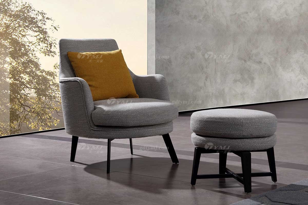 時(shí)尚高端現(xiàn)代簡約家具家用別墅舒適灰色布藝休閑椅W1087-2