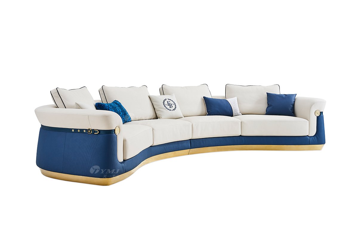 意式輕奢家具高端別墅會所家用時尚舒適大氣四人位弧形沙發FB128SF4S-1