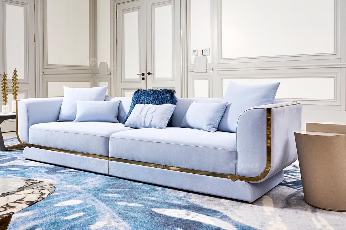 意式輕奢家具高端別墅會所家用時尚舒適大氣鈦金屬五金三位沙發FB130SF3場景