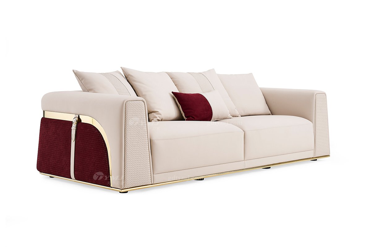 意式輕奢家具高端別墅會所家用時尚舒適大氣豪宅真皮二人位沙發三人位沙發FB131SF2-1