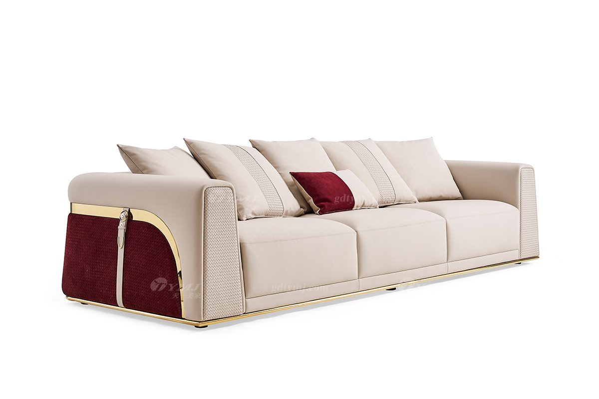 意式輕奢家具高端別墅會所家用時尚舒適大氣豪宅真皮二人位沙發三人位沙發FB131SF3-1