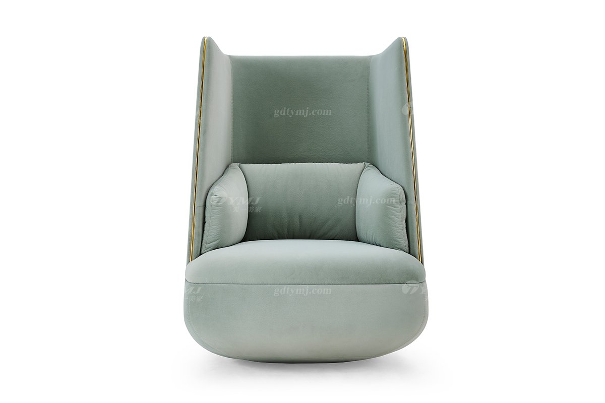 意式輕奢家具高端別墅會(huì)所大宅家用時(shí)尚創(chuàng)意淺綠皮藝不倒翁椅