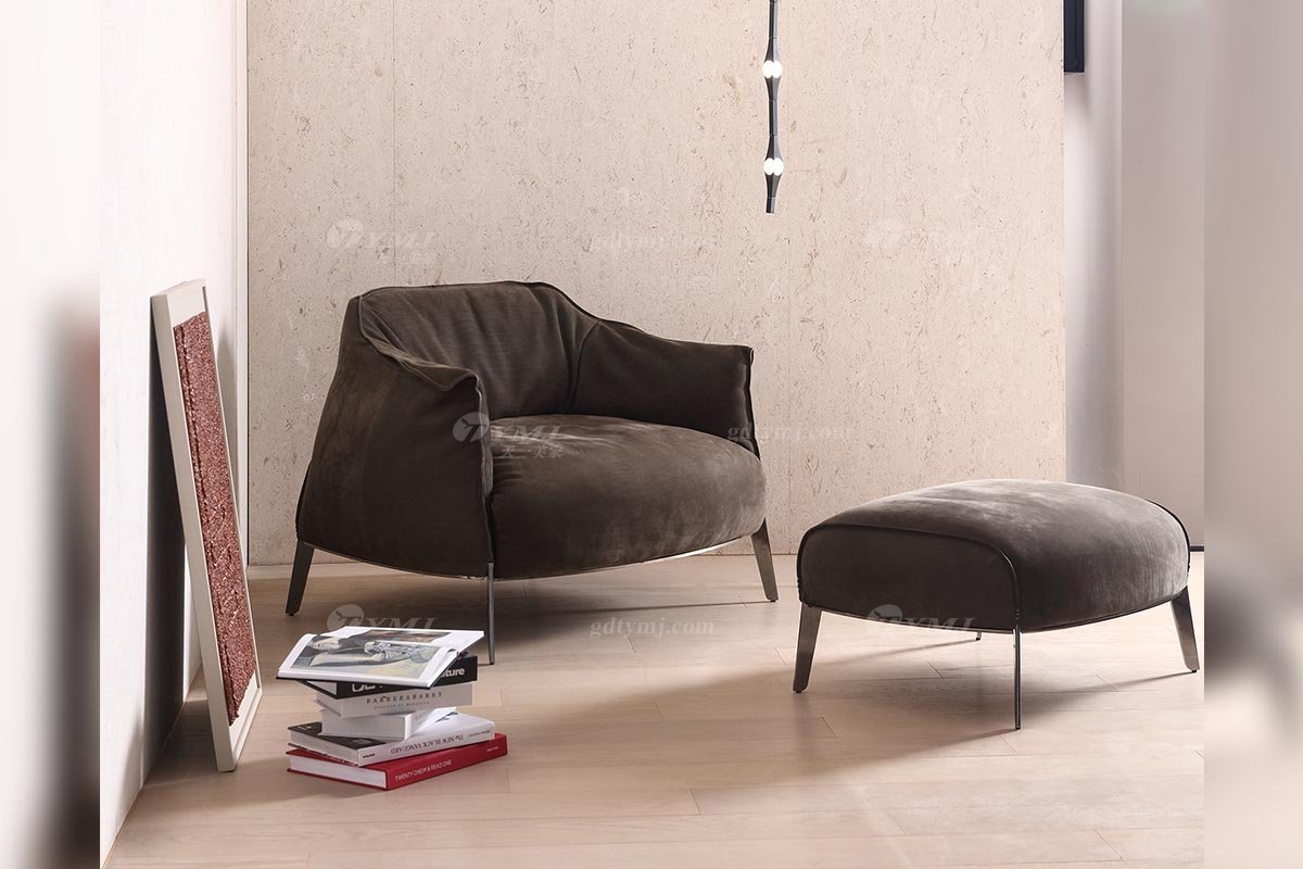 意式輕奢風格家具高端別墅會所家具雅奢皮藝休閑椅LC2201休閑椅1